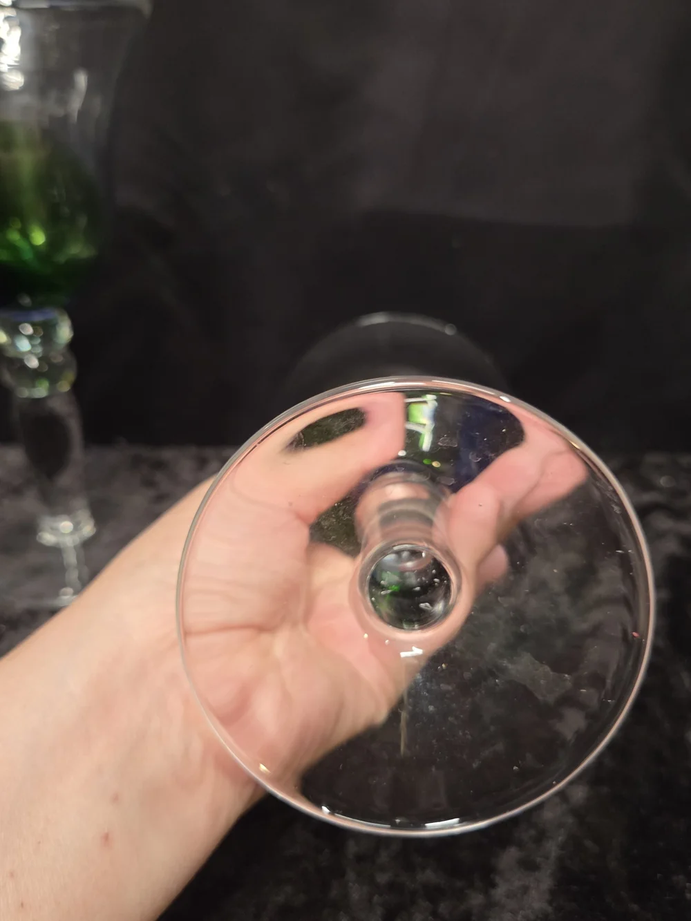 Pier 1 Blue Green Flame Glass Wine or Water Goblet Pair (2)